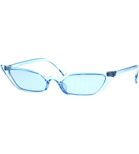 Square Womens Retro Vintage Style Narrow Cat Eye Goth Plastic Sunglasses - Blue - CC18EY0ZI4W $24.36