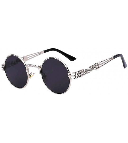 Round Steampunk Gothic - 002 Retro Vintage Hippie Colored Metal Round Circle Frame Sunglasses Colored Lens - CE18OZ07TZ3 $24.00