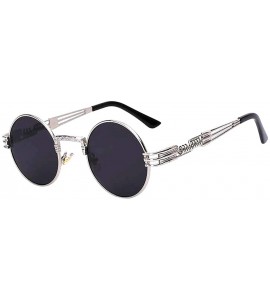 Round Steampunk Gothic - 002 Retro Vintage Hippie Colored Metal Round Circle Frame Sunglasses Colored Lens - CE18OZ07TZ3 $24.00