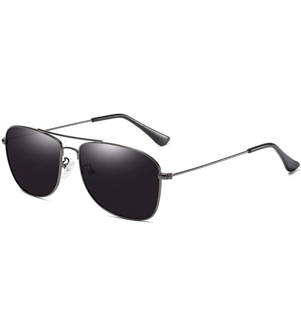Square Men's metal polarizing sunglasses square anti-glare polarizing driving Sunglasses - D - CX18QU73S3G $58.52