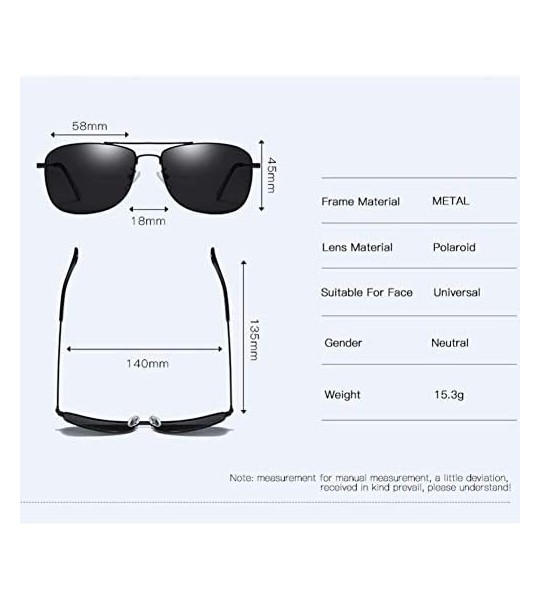 Square Men's metal polarizing sunglasses square anti-glare polarizing driving Sunglasses - D - CX18QU73S3G $58.52