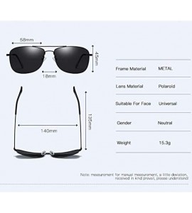 Square Men's metal polarizing sunglasses square anti-glare polarizing driving Sunglasses - D - CX18QU73S3G $58.52