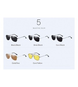 Square Men's metal polarizing sunglasses square anti-glare polarizing driving Sunglasses - D - CX18QU73S3G $58.52