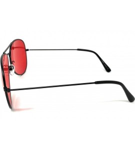 Oval Aviator Mirror or Clear Metal Sunglasses Classic Style - Black- Red - CS18YTLQI94 $17.20