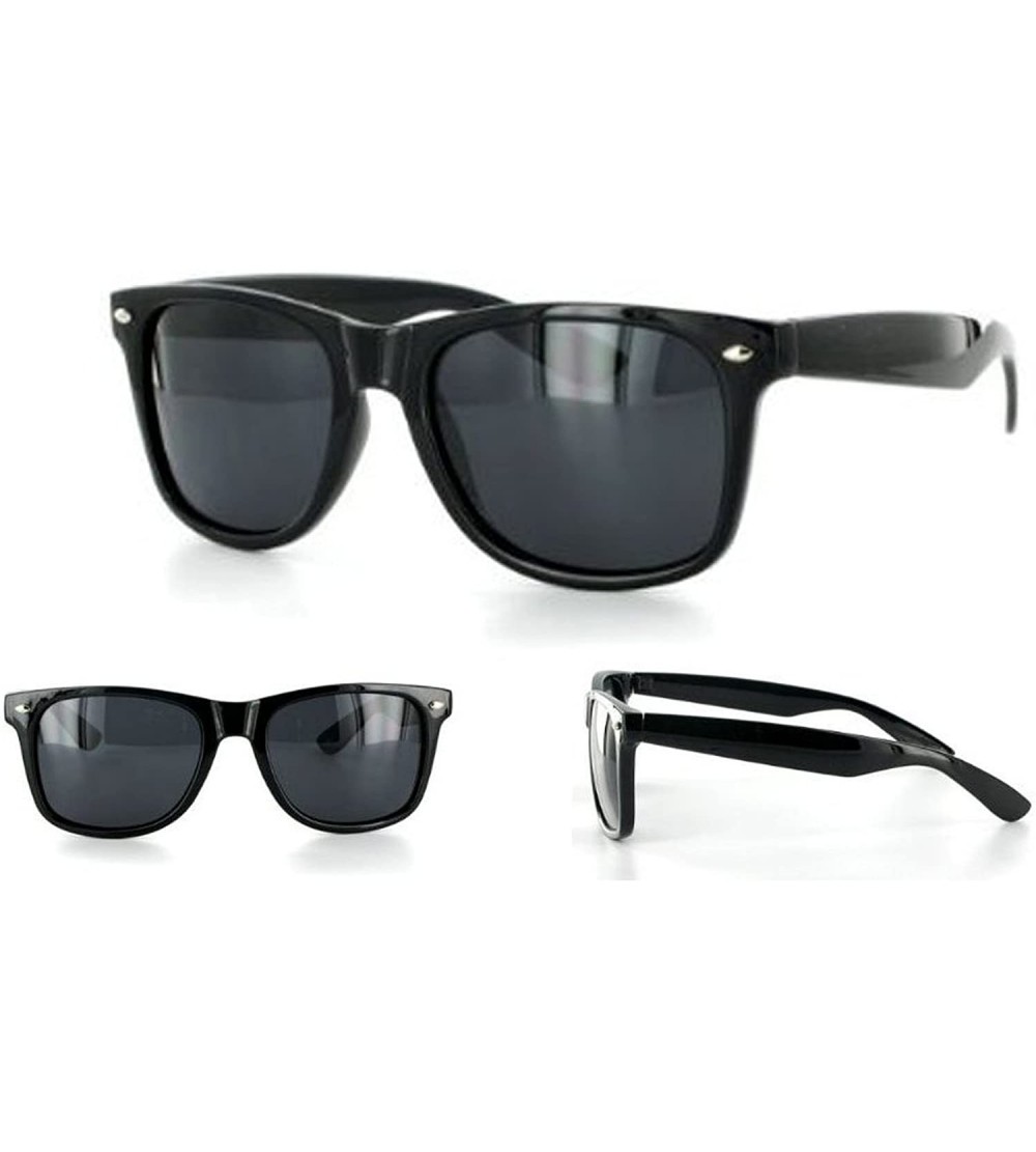 Square Glossy Black Polarized Retro Classic Sunglasses FREE POUCH - CQ117W4GNT1 $18.26