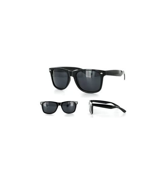 Square Glossy Black Polarized Retro Classic Sunglasses FREE POUCH - CQ117W4GNT1 $18.26