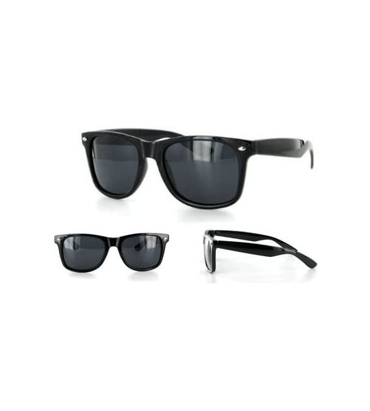 Square Glossy Black Polarized Retro Classic Sunglasses FREE POUCH - CQ117W4GNT1 $18.26