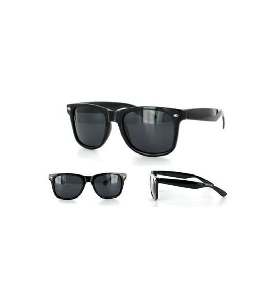 Square Glossy Black Polarized Retro Classic Sunglasses FREE POUCH - CQ117W4GNT1 $18.26