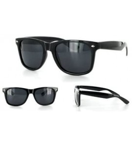 Square Glossy Black Polarized Retro Classic Sunglasses FREE POUCH - CQ117W4GNT1 $18.26