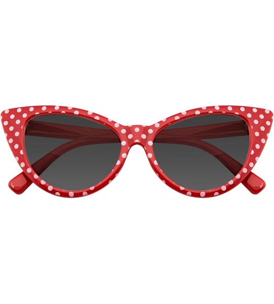 Cat Eye Polka Dot Cat Eye Womens Fashion Mod Super Cat Sunglasses - Red - CF12ITG0DZ5 $18.27