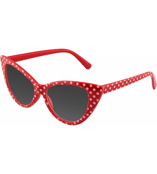 Cat Eye Polka Dot Cat Eye Womens Fashion Mod Super Cat Sunglasses - Red - CF12ITG0DZ5 $18.27