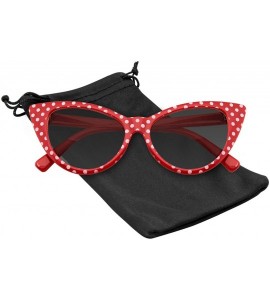 Cat Eye Polka Dot Cat Eye Womens Fashion Mod Super Cat Sunglasses - Red - CF12ITG0DZ5 $18.27