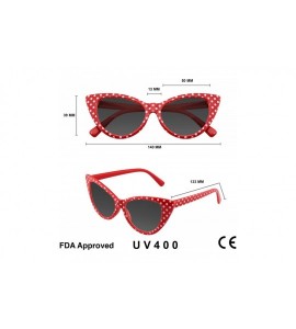 Cat Eye Polka Dot Cat Eye Womens Fashion Mod Super Cat Sunglasses - Red - CF12ITG0DZ5 $18.27