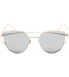 Oversized Women's Classic Retro Designer Oversize Mirror Cat Eye Sunglasses - Gold/Silver - C712E882IMT $26.30