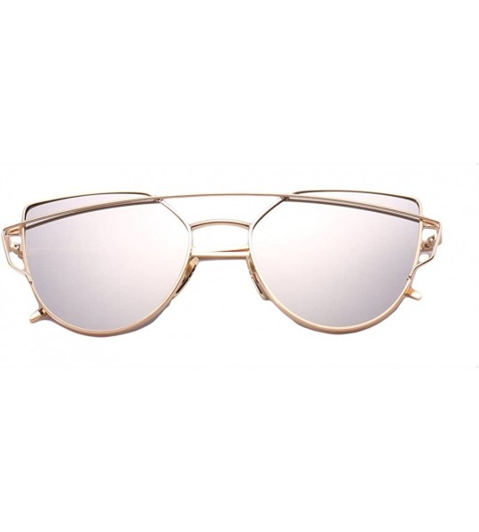 Oversized Women's Classic Retro Designer Oversize Mirror Cat Eye Sunglasses - Gold/Silver - C712E882IMT $26.30