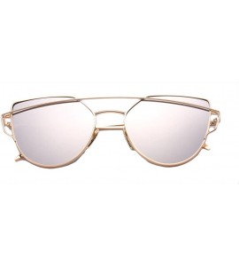 Oversized Women's Classic Retro Designer Oversize Mirror Cat Eye Sunglasses - Gold/Silver - C712E882IMT $26.30