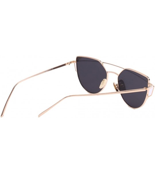 Oversized Women's Classic Retro Designer Oversize Mirror Cat Eye Sunglasses - Gold/Silver - C712E882IMT $26.30