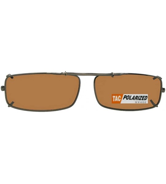 Rectangular Extra Skinny Rectangle Shape Polarized Clip on Sunglasses - Dark Bronze-polarized Amber Lens - C6180TZCQXD $32.32