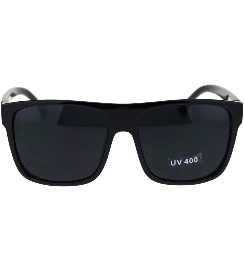 Rectangular Mens Squared Flat Top OG Gangster Limo Lens Plastic Sunglasses - Shiny Black - C418QUQNG83 $17.96