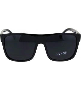 Rectangular Mens Squared Flat Top OG Gangster Limo Lens Plastic Sunglasses - Shiny Black - C418QUQNG83 $17.96