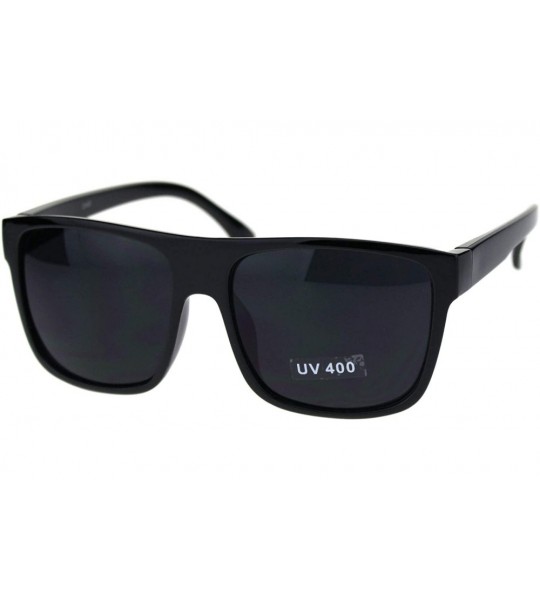 Rectangular Mens Squared Flat Top OG Gangster Limo Lens Plastic Sunglasses - Shiny Black - C418QUQNG83 $17.96