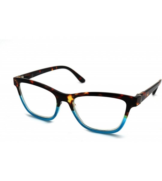 Rectangular basic computer lenses reader Reading Glasses many sizes - A1 Medium Size Tortoise Blue / Computer Lens - C218GU8O...