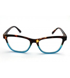 Rectangular basic computer lenses reader Reading Glasses many sizes - A1 Medium Size Tortoise Blue / Computer Lens - C218GU8O...