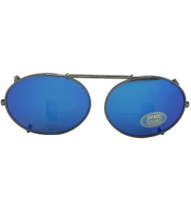 Oval Oval Color Mirror Lens Non Polarized Clip on Sunglass - Pewter-blue Mirror Gray Lens - CD189N5C9UD $29.09