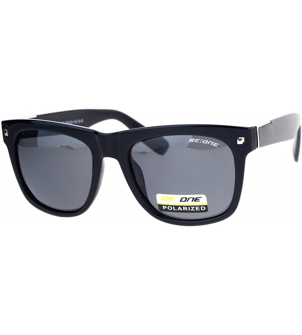 Square Polarized Lens Sunglasses Classic Square Frame Unisex Fashion Shades - Black (Black) - C9184DCQC7T $22.77