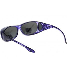 Rectangular Womens 63mm TAC Polarized Geometric Graphic Print Fit Over Sunglasses - Purple Black - C918RQX9669 $25.49