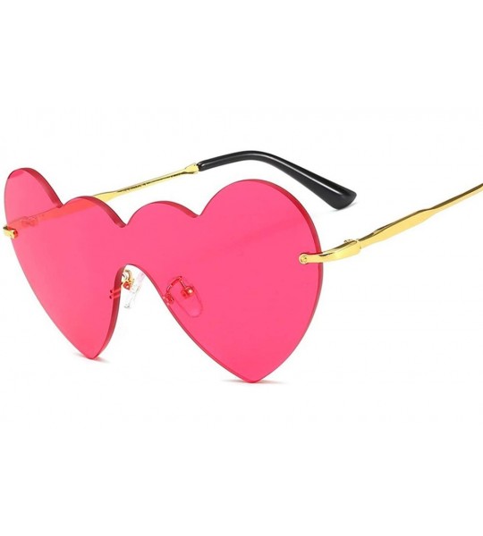 Oval Fashion One Piece Love Heart Lens Sunglasses Women Transparent Plastic Glasses Style Sun Clear Lady - Black - CL198ZAEDM...