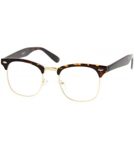 Wayfarer Retro Square Clear Lens Horn Rimmed Half-Frame Eyeglasses 50mm - 2-pack - Tt-gld / Clr & Blk-gld / Smk - C012N2ZVOP6...