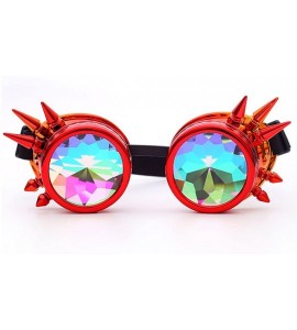 Round Kaleidoscope Steampunk Rave Glasses Crystal Prism Sunglasses Goggles - Red Orange - CI18SNI4CER $25.74