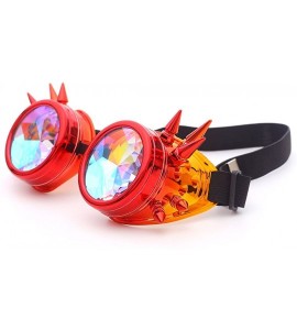 Round Kaleidoscope Steampunk Rave Glasses Crystal Prism Sunglasses Goggles - Red Orange - CI18SNI4CER $25.74