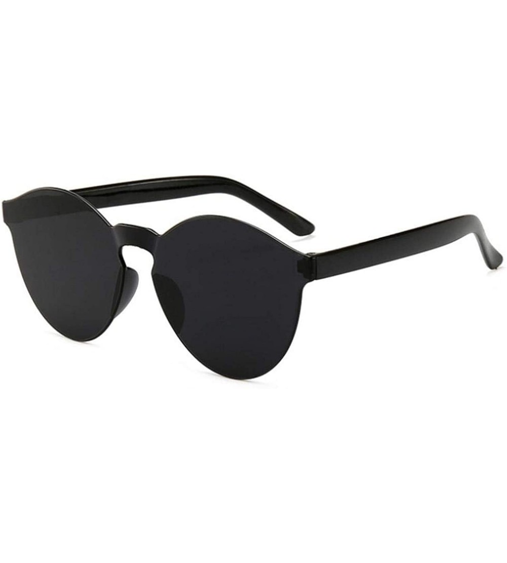 Oval New Fashion Women Flat Sunglasses Luxury Er Sun Glasses Eyewear Candy Color Mirror UV400 Oculos De Sol - Black - CT199CD...