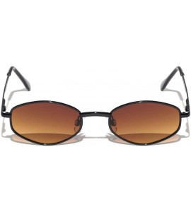 Oval Boston Thin Frame Diamond Shaped Metal Sunglasses - Brown Black - CN197M4Q4D4 $27.55