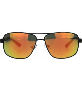 Aviator Mens Sunglasses Pilot Navigator Square Aviator Fashion Shades UV 400 - Black (Orange Mirror) - CZ18SAXRGML $19.57