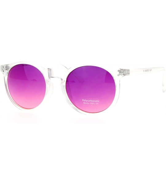 Round Clear Frame Oceanic Color Lens Plastic Keyhole Sunglasses - Purple Red - CQ12DST6G09 $19.10