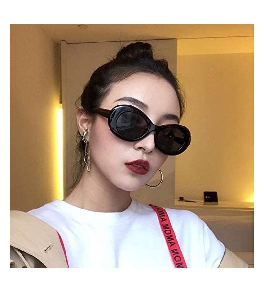 Oval Womens Fashion Sunglasses Lightweight Sunglasses with Oval Lens PC Sunglasses for Girls - Green Frame Purple Lens - CL18...