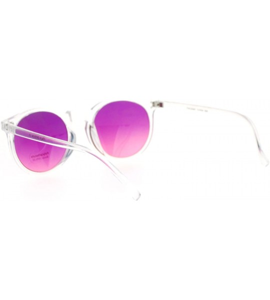 Round Clear Frame Oceanic Color Lens Plastic Keyhole Sunglasses - Purple Red - CQ12DST6G09 $19.10