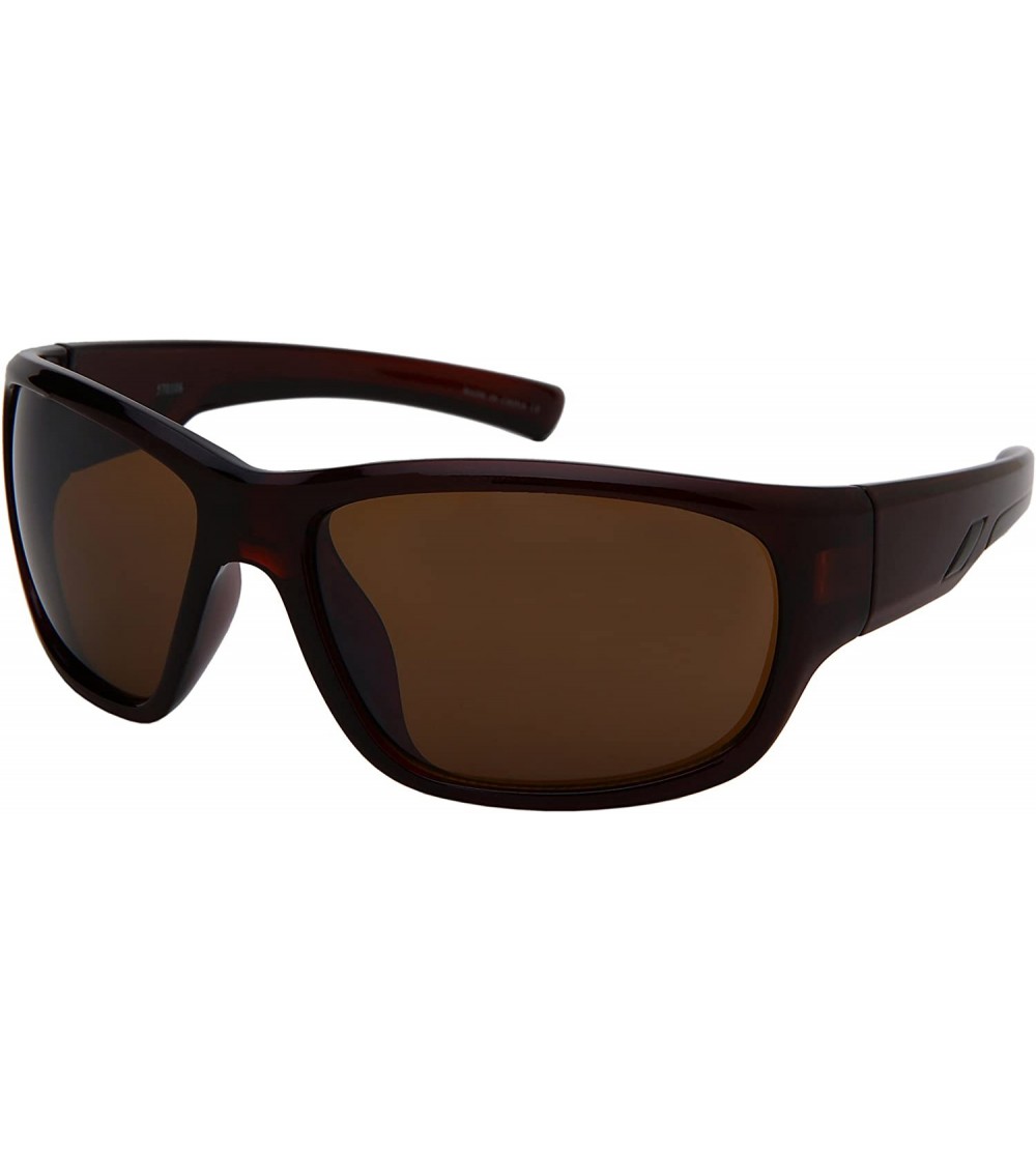 Wrap Wrap Shaped Sport Sunglasses for Men 570108 - Fm Clear Brown Frame/Brown Flash Mirrored Lens - C518G8MEW9K $19.75