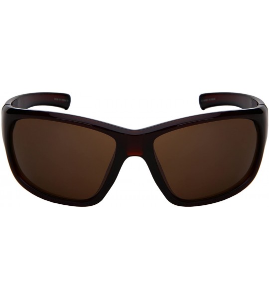 Wrap Wrap Shaped Sport Sunglasses for Men 570108 - Fm Clear Brown Frame/Brown Flash Mirrored Lens - C518G8MEW9K $19.75