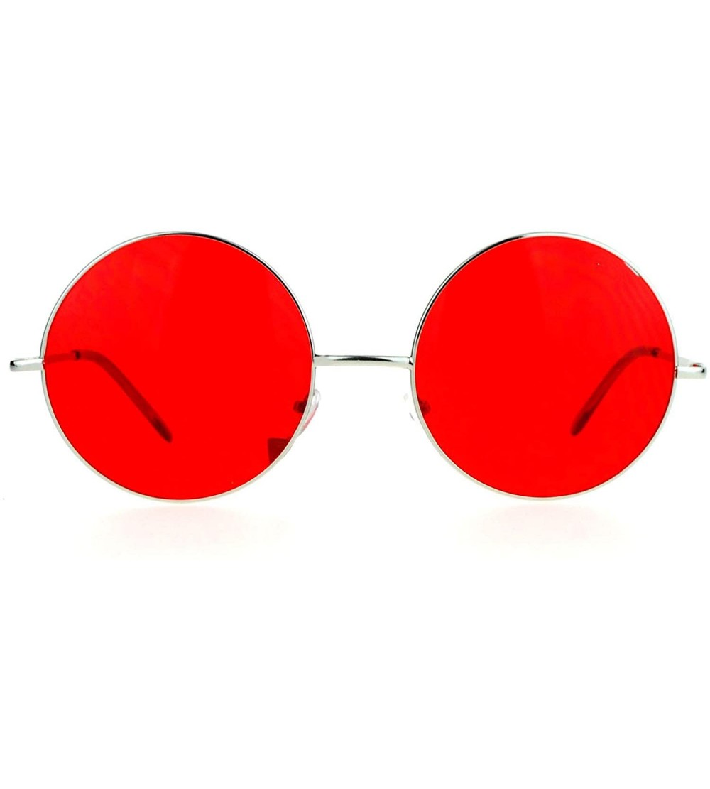 Oversized Hippie Retro Groovy Gradient Oversize Circle Lens Round Lennon Sunglasses - Bright Red - CZ12IGSR67J $19.09