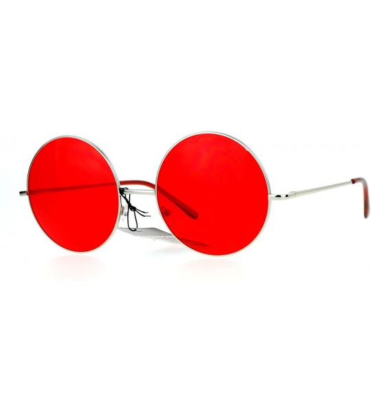 Oversized Hippie Retro Groovy Gradient Oversize Circle Lens Round Lennon Sunglasses - Bright Red - CZ12IGSR67J $19.09