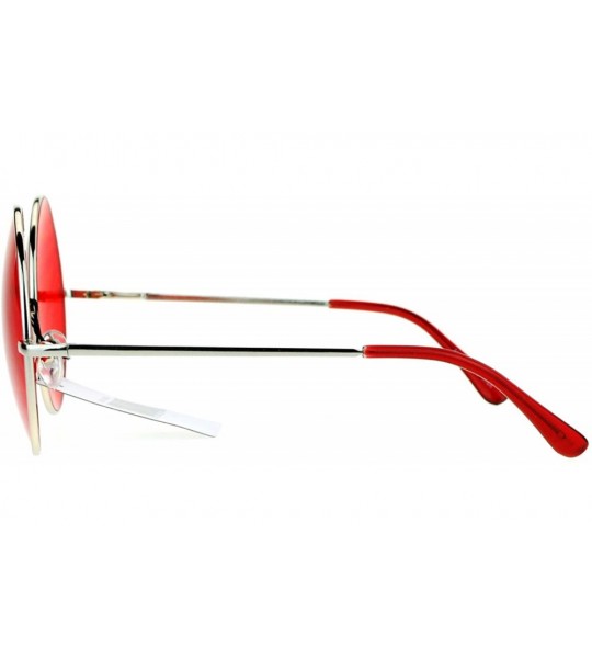 Oversized Hippie Retro Groovy Gradient Oversize Circle Lens Round Lennon Sunglasses - Bright Red - CZ12IGSR67J $19.09