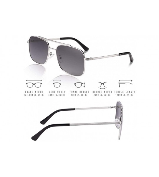 Square Polarized Sunglasses Protection Driving - Sliver Metal Frame/ Gradient Grey Lens - CK18XZG7LSU $28.03