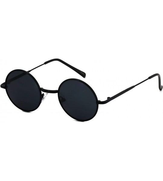 Round John Lennon Hipster Fashion Sunglasses Small Metal Round Circle Elton Style - Black and Pink - CK18I2W57TZ $26.34