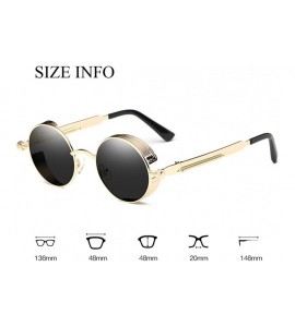 Aviator Vintage Steampunk Retro Metal Round Circle Frame Sunglasses - C7 black Lens/Gold Frame - C8182WDDH46 $29.43