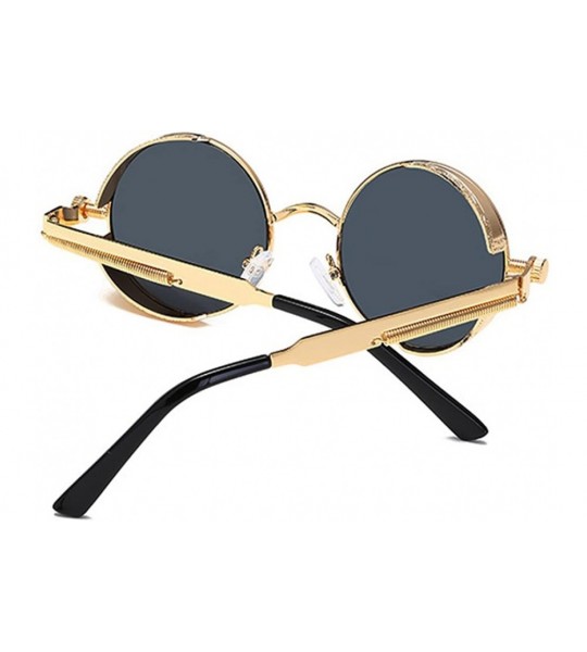 Aviator Vintage Steampunk Retro Metal Round Circle Frame Sunglasses - C7 black Lens/Gold Frame - C8182WDDH46 $29.43