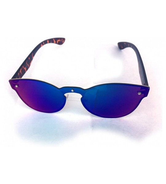 Butterfly One Piece Rimless Retro Reflective Mirror Multi Shade Lens Sunglasses - Leopard Legs - CH17YZ6IXY4 $42.84